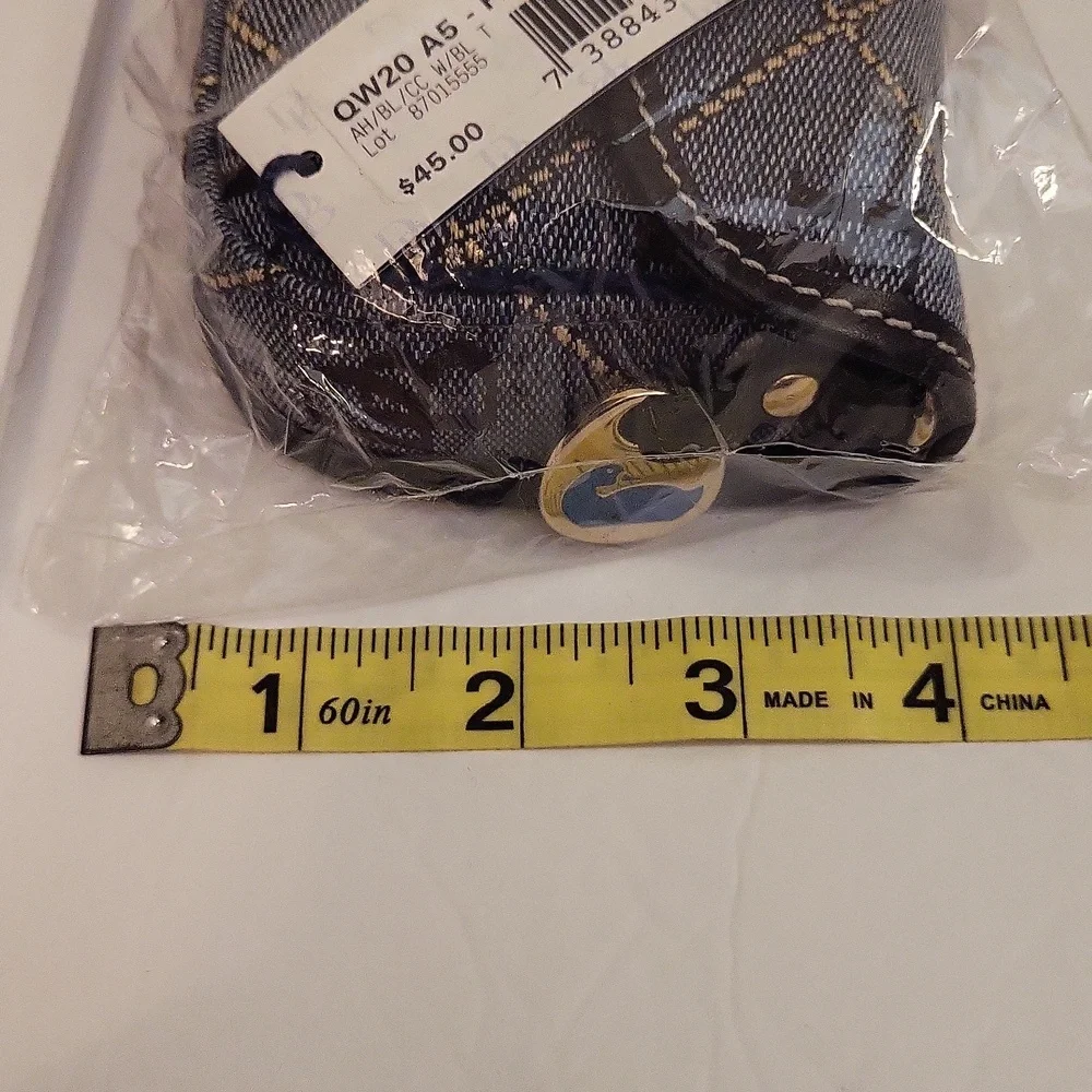 NWT Dooney and Bourke Blue Logo Wristlet with Black Leather Trim - Picture 4 of 6